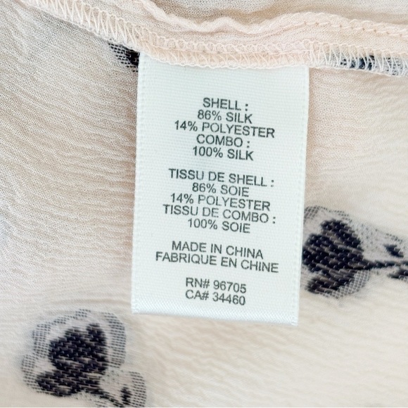 Rebecca Taylor Silk Chiffon Tulip Clip Blouse Sz 0 Cap Sleeve Ruffle Floral - Picture 7 of 9